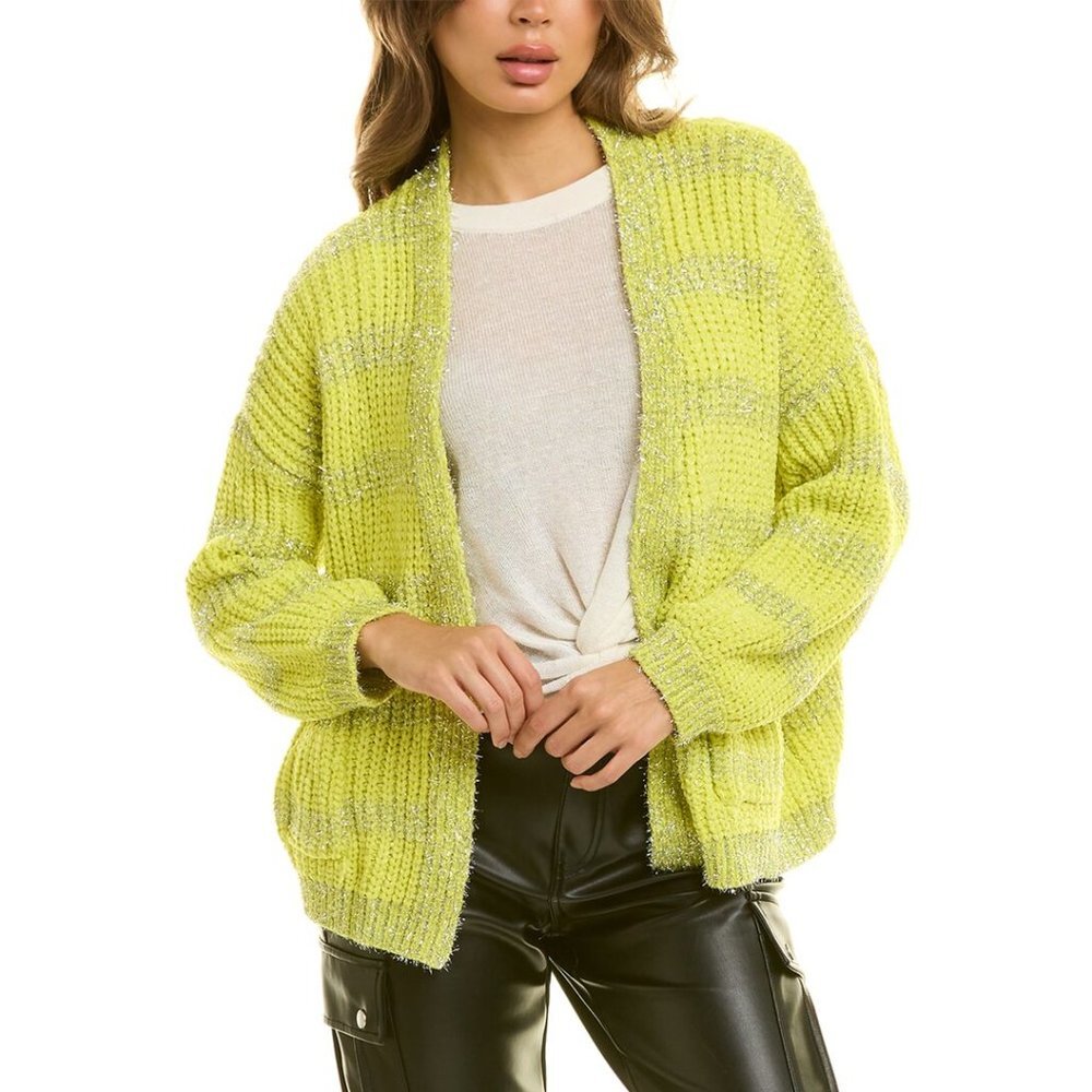 Endless Rose Lime Green Open-Front Chunky Knit Cardigan